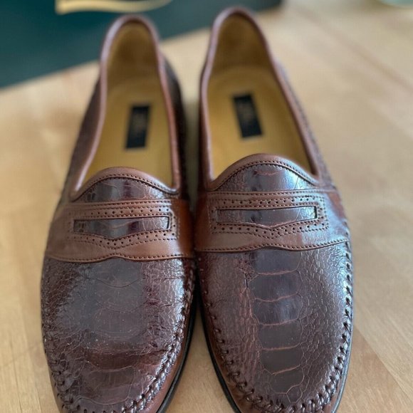 Brown Zelli Mens Italian Loafers Ostrich 10.5 main image 4